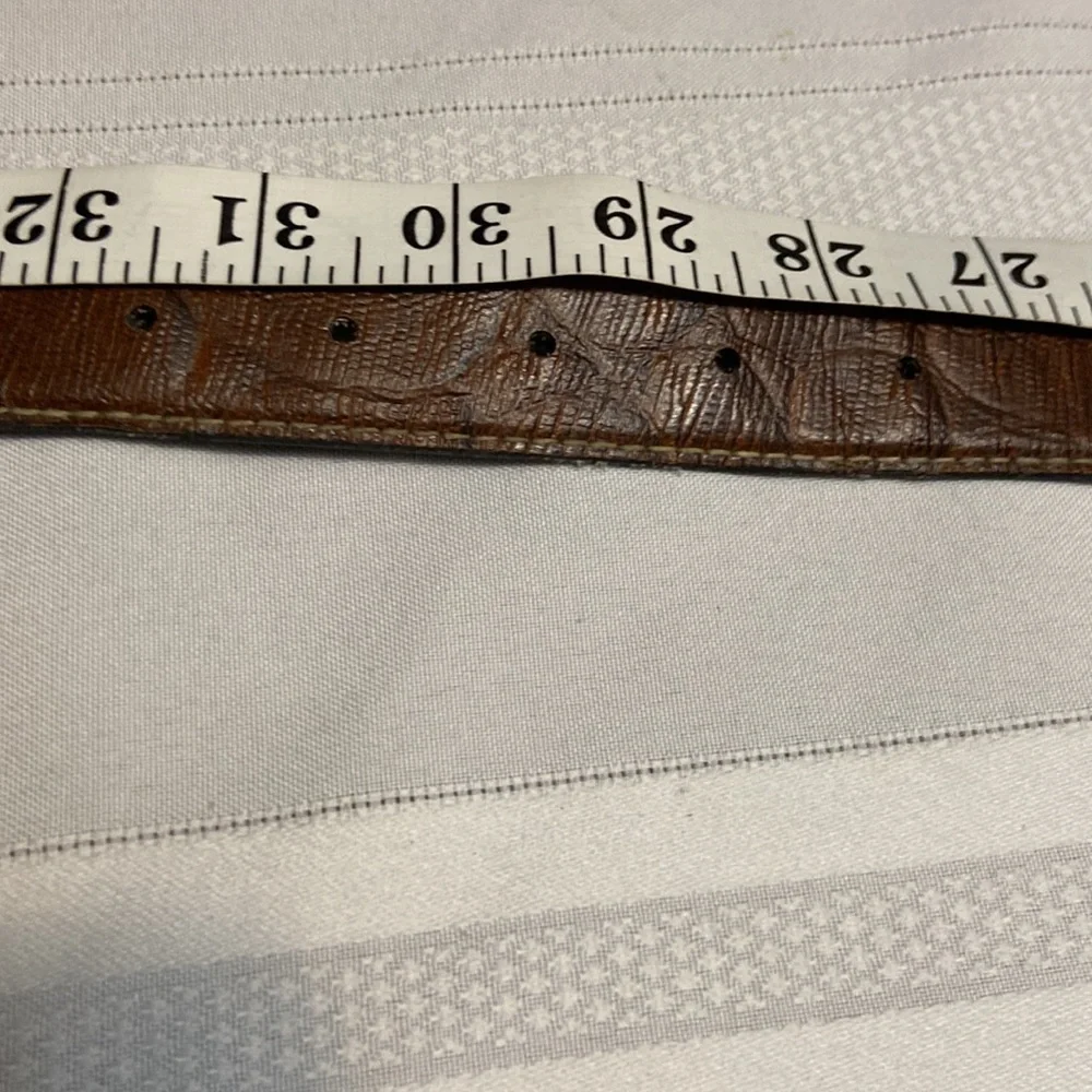 Brown Animal Print Womens Belt With Pewter Colored Buckle & Tip EUC size 30